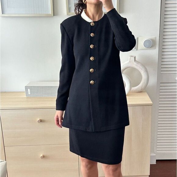 St. John Collection Skirt Suit Womens Small Santana Knit Jacket Blazer 2 pc Set